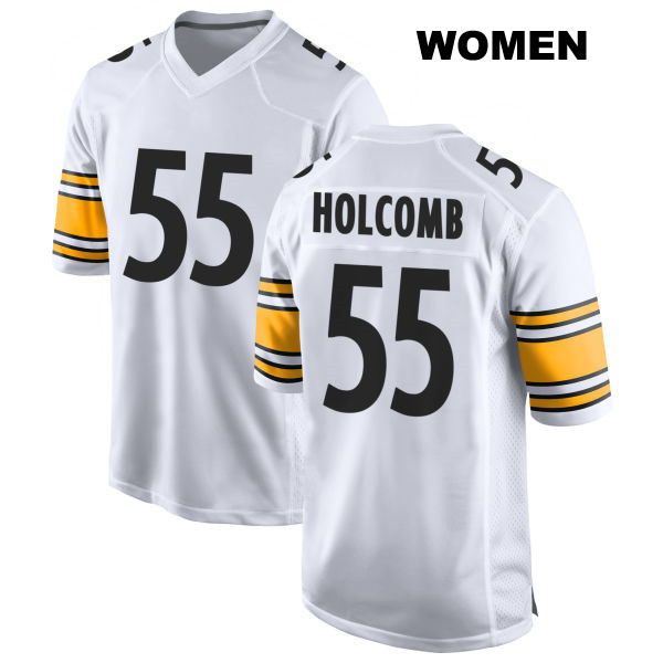 Cole Holcomb Away Pittsburgh Steelers Womens Stitched Number 55 White Game Football Jersey