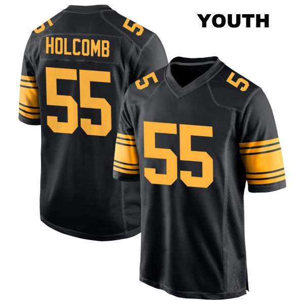 Cole Holcomb Stitched Pittsburgh Steelers Alternate Youth Number 55 Black Game Football Jersey