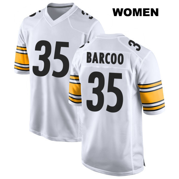 Luq Barcoo Pittsburgh Steelers Womens Number 35 Stitched Away White Game Football Jersey