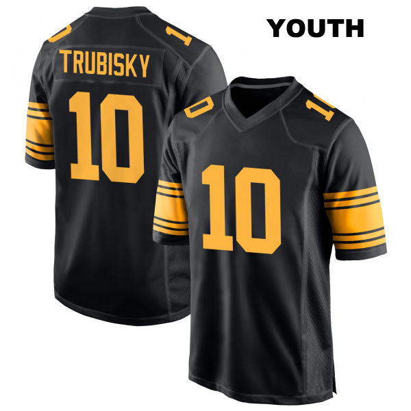 Mitch Trubisky Stitched Pittsburgh Steelers Alternate Youth Number 10 Black Game Football Jersey