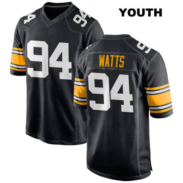 Stitched Armon Watts Pittsburgh Steelers Youth Home Number 94 Black Game Football Jersey
