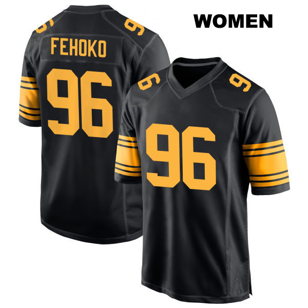 Breiden Fehoko Alternate Pittsburgh Steelers Stitched Womens Number 96 Black Game Football Jersey
