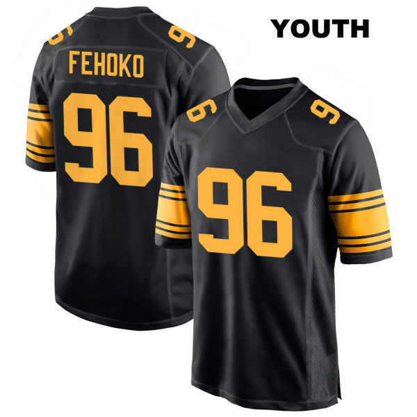 Stitched Breiden Fehoko Pittsburgh Steelers Alternate Youth Number 96 Black Game Football Jersey