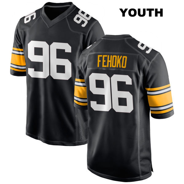 Home Breiden Fehoko Pittsburgh Steelers Youth Number 96 Stitched Black Game Football Jersey