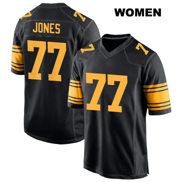 Stitched Broderick Jones Pittsburgh Steelers Womens Alternate Number 77 Black Game Football Jersey