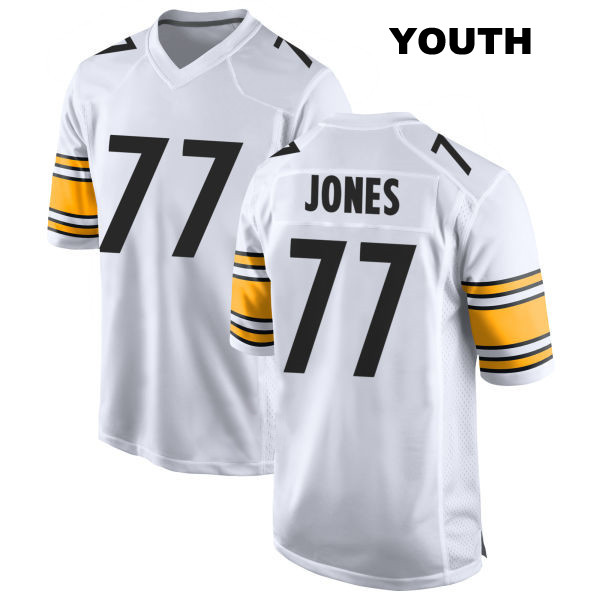 Stitched Broderick Jones Pittsburgh Steelers Youth Number 77 Away White Game Football Jersey