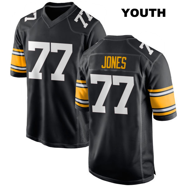 Home Broderick Jones Stitched Pittsburgh Steelers Youth Number 77 Black Game Football Jersey