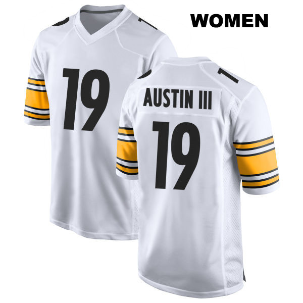 Stitched Calvin Austin III Pittsburgh Steelers Womens Number 19 Away White Game Football Jersey