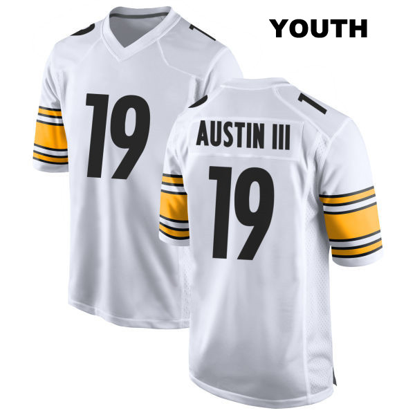 Calvin Austin III Pittsburgh Steelers Youth Away Stitched Number 19 White Game Football Jersey