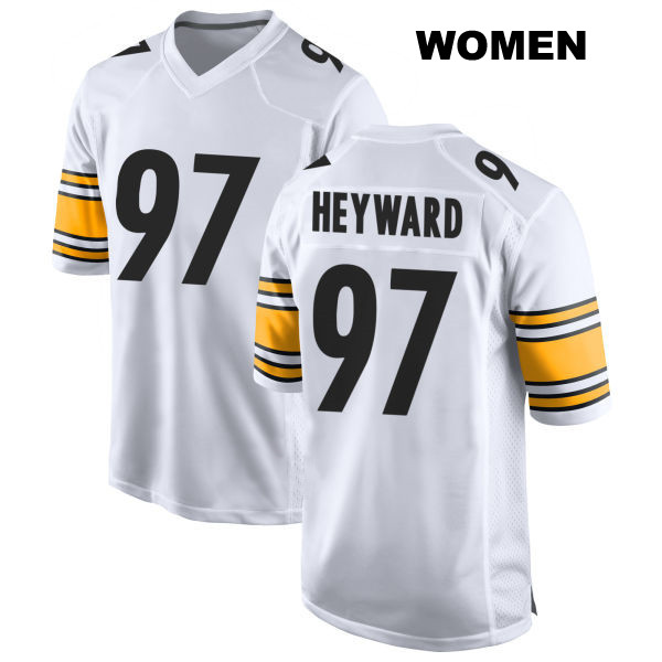 Away Cameron Heyward Stitched Pittsburgh Steelers Womens Number 97 White Game Football Jersey