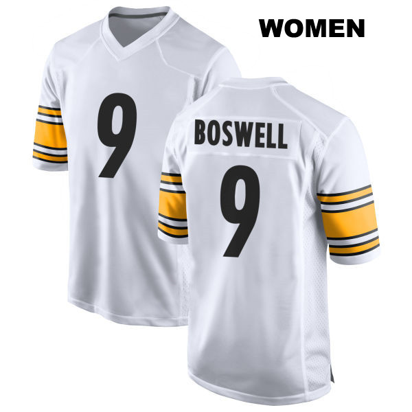 Away Chris Boswell Stitched Pittsburgh Steelers Womens Number 9 White Game Football Jersey