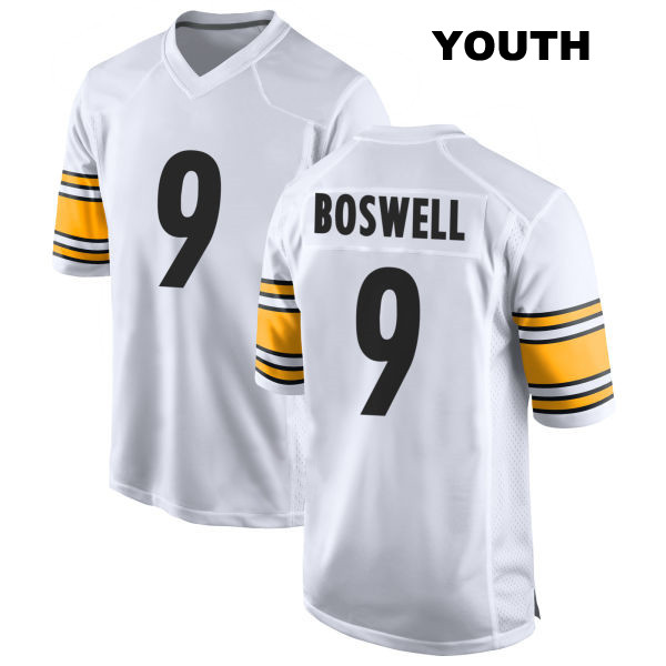 Chris Boswell Stitched Pittsburgh Steelers Youth Away Number 9 White Game Football Jersey