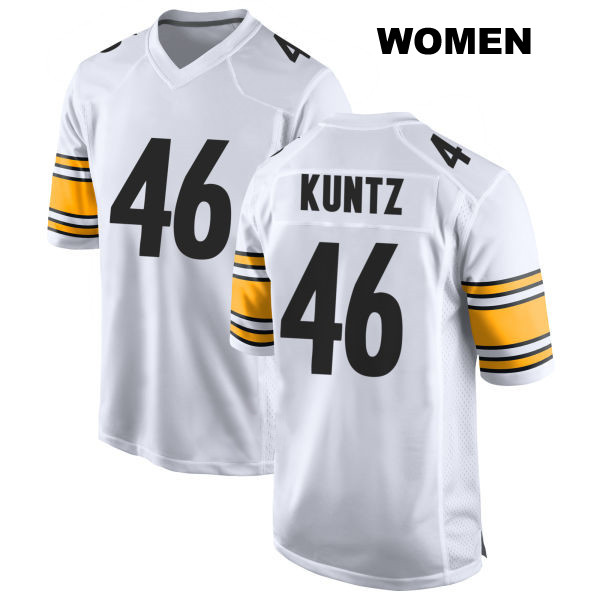 Christian Kuntz Away Stitched Pittsburgh Steelers Womens Number 46 White Game Football Jersey
