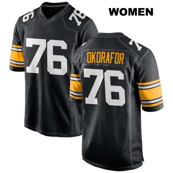 Chukwuma Okorafor Stitched Pittsburgh Steelers Womens Number 76 Home Black Game Football Jersey