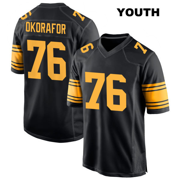 Chukwuma Okorafor Pittsburgh Steelers Stitched Youth Number 76 Alternate Black Game Football Jersey