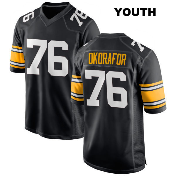 Home Chukwuma Okorafor Pittsburgh Steelers Stitched Youth Number 76 Black Game Football Jersey