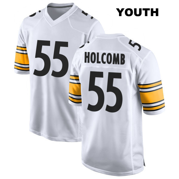 Cole Holcomb Away Pittsburgh Steelers Stitched Youth Number 55 White Game Football Jersey