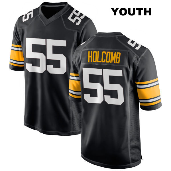 Cole Holcomb Stitched Pittsburgh Steelers Youth Number 55 Home Black Game Football Jersey