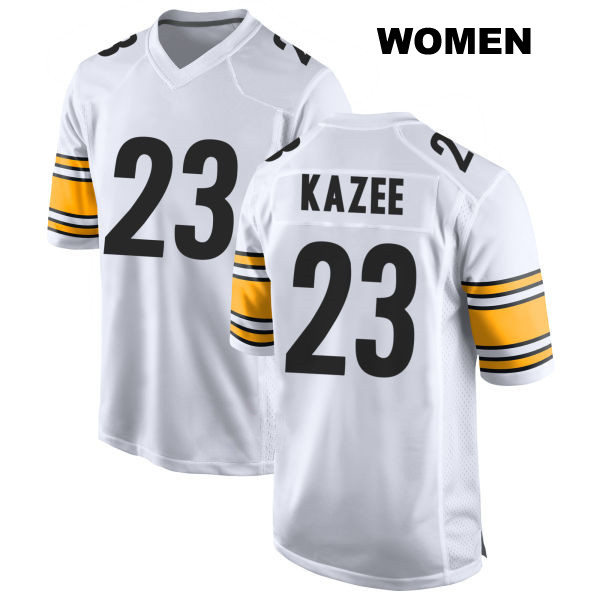Damontae Kazee Stitched Pittsburgh Steelers Womens Number 23 Away White Game Football Jersey