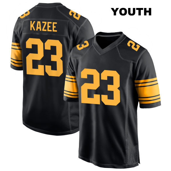 Damontae Kazee Stitched Pittsburgh Steelers Youth Number 23 Alternate Black Game Football Jersey