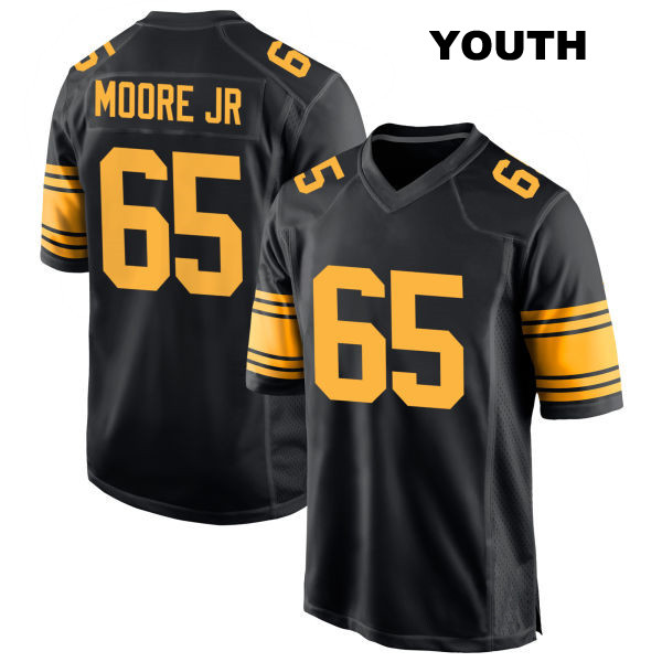 Alternate Dan Moore Jr. Pittsburgh Steelers Stitched Youth Number 65 Black Game Football Jersey