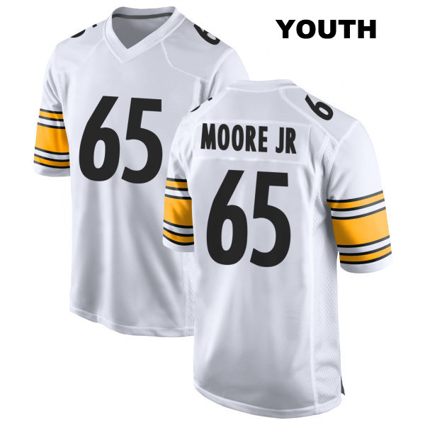 Dan Moore Jr. Stitched Pittsburgh Steelers Youth Number 65 Away White Game Football Jersey