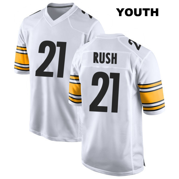 Darius Rush Stitched Pittsburgh Steelers Youth Away Number 21 White Game Football Jersey