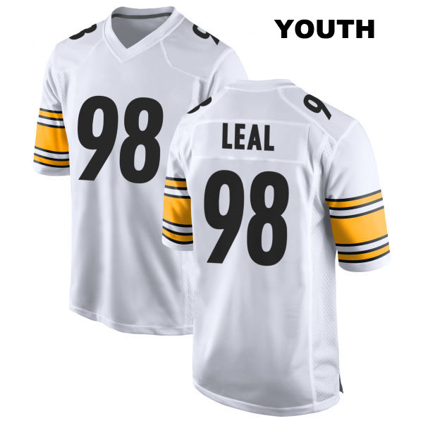 Away DeMarvin Leal Stitched Pittsburgh Steelers Youth Number 98 White Game Football Jersey