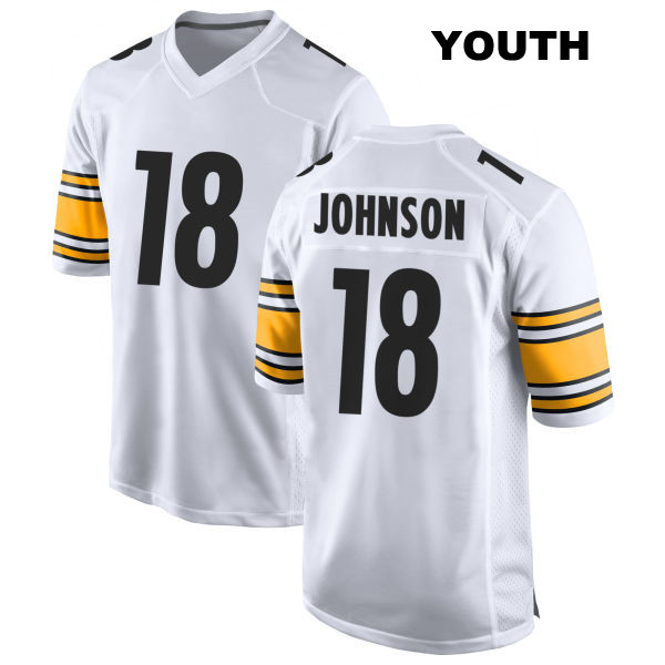 Diontae Johnson Stitched Pittsburgh Steelers Away Youth Number 18 White Game Football Jersey