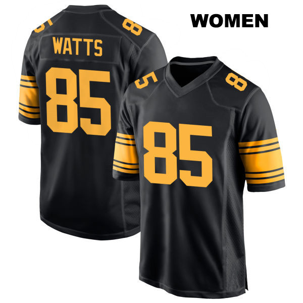 Duece Watts Alternate Pittsburgh Steelers Womens Number 85 Stitched Black Game Football Jersey