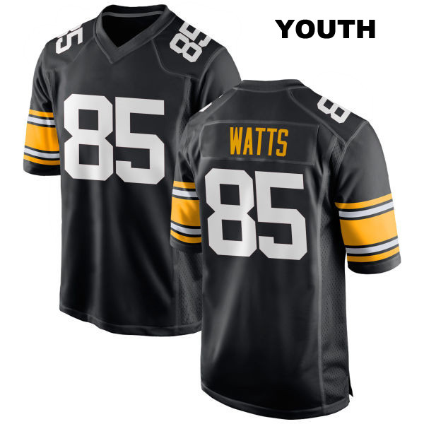 Stitched Duece Watts Pittsburgh Steelers Youth Home Number 85 Black Game Football Jersey