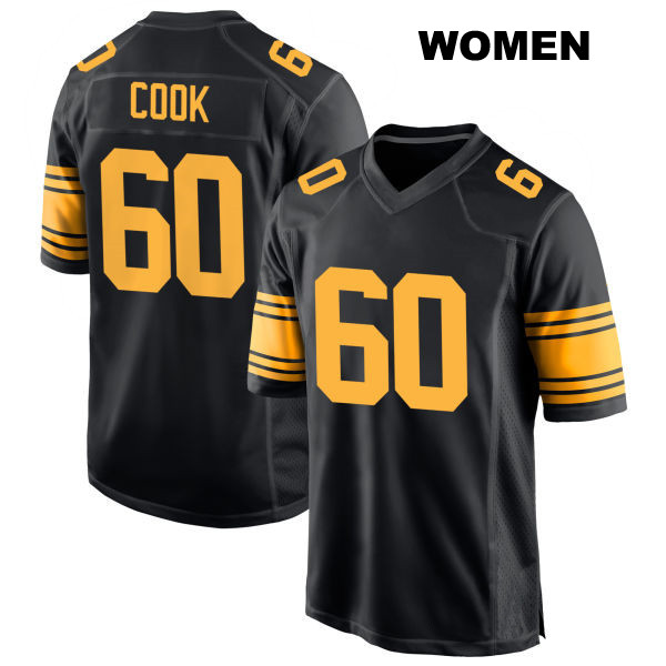 Stitched Dylan Cook Pittsburgh Steelers Womens Number 60 Alternate Black Game Football Jersey