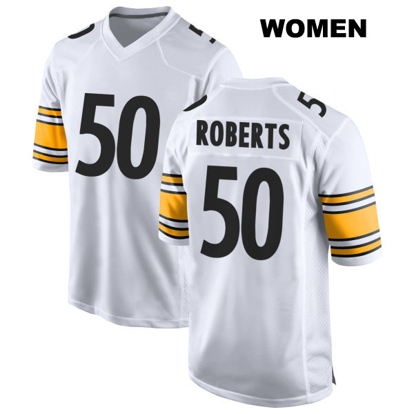 Elandon Roberts Stitched Pittsburgh Steelers Away Womens Number 50 White Game Football Jersey