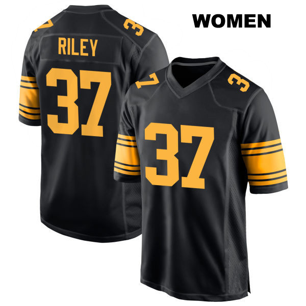 Stitched Elijah Riley Alternate Pittsburgh Steelers Womens Number 37 Black Game Football Jersey