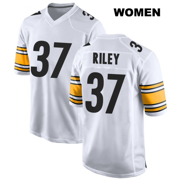 Stitched Elijah Riley Pittsburgh Steelers Womens Away Number 37 White Game Football Jersey