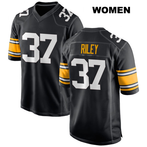 Elijah Riley Home Pittsburgh Steelers Womens Number 37 Stitched Black Game Football Jersey