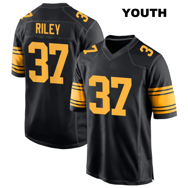 Stitched Elijah Riley Pittsburgh Steelers Youth Alternate Number 37 Black Game Football Jersey