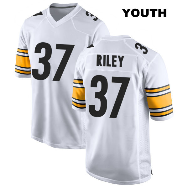Stitched Elijah Riley Pittsburgh Steelers Youth Number 37 Away White Game Football Jersey