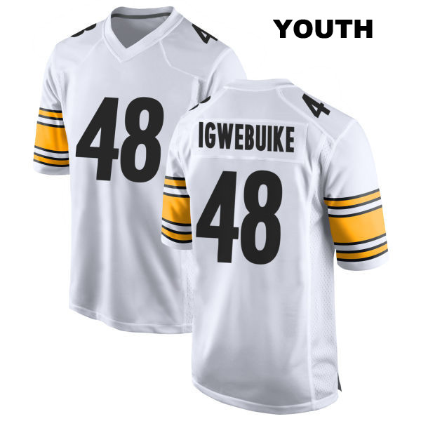 Stitched Godwin Igwebuike Pittsburgh Steelers Away Youth Number 48 White Game Football Jersey