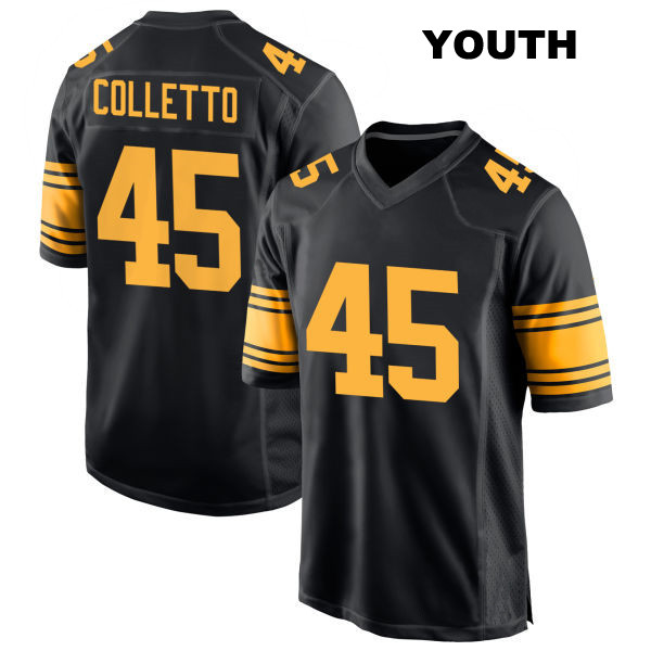 Jack Colletto Pittsburgh Steelers Youth Number 45 Alternate Stitched Black Game Football Jersey