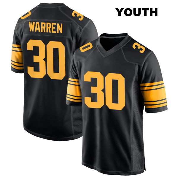 Jaylen Warren Stitched Pittsburgh Steelers Youth Number 30 Alternate Black Game Football Jersey