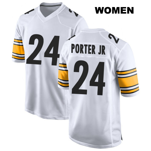 Joey Porter Jr. Pittsburgh Steelers Away Womens Stitched Number 24 White Game Football Jersey