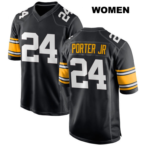 Joey Porter Jr. Pittsburgh Steelers Home Womens Number 24 Stitched Black Game Football Jersey
