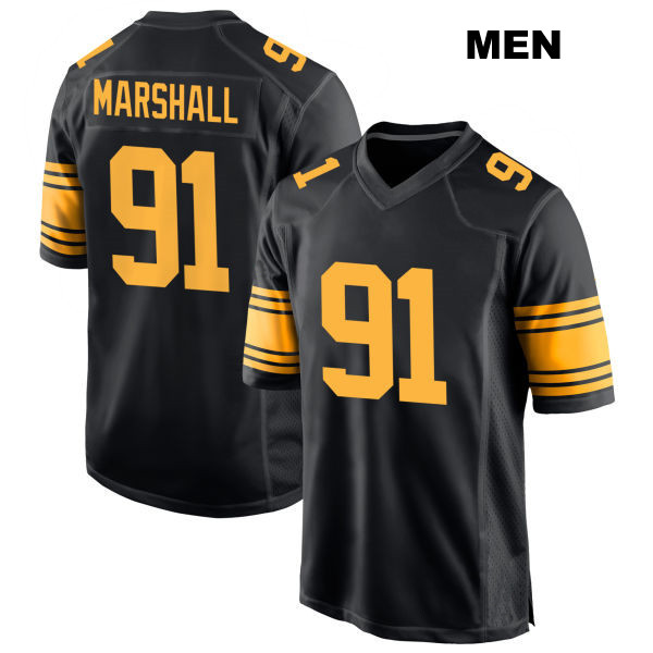 Jonathan Marshall Stitched Pittsburgh Steelers Alternate Mens Number 91 Black Game Football Jersey