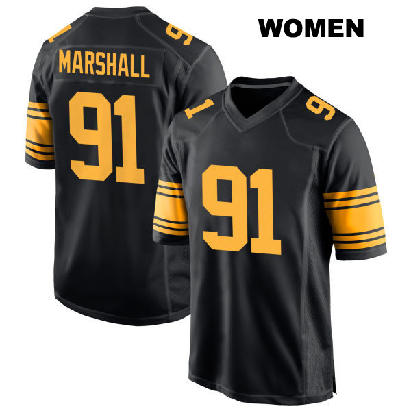 Jonathan Marshall Pittsburgh Steelers Alternate Womens Number 91 Stitched Black Game Football Jersey