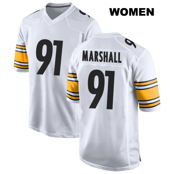 Jonathan Marshall Pittsburgh Steelers Stitched Womens Number 91 Away White Game Football Jersey