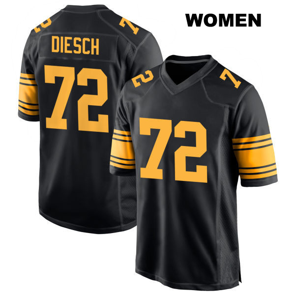 Stitched Kellen Diesch Pittsburgh Steelers Womens Number 72 Alternate Black Game Football Jersey