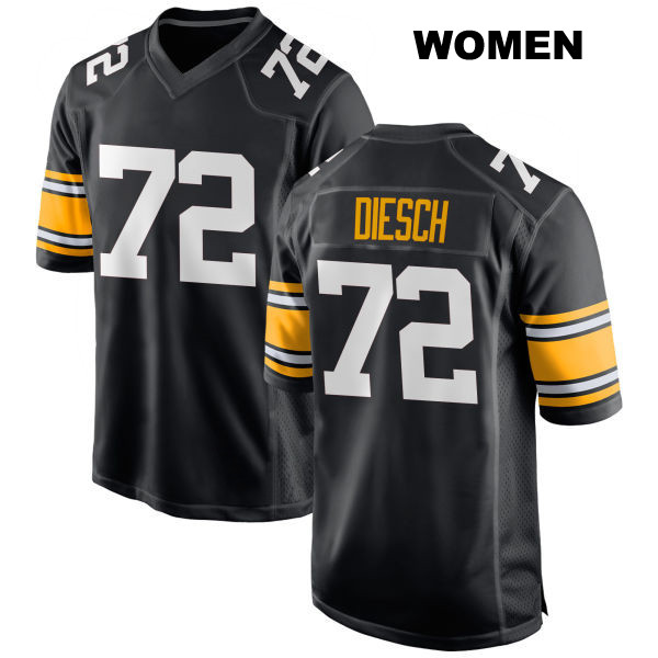 Kellen Diesch Stitched Pittsburgh Steelers Home Womens Number 72 Black Game Football Jersey
