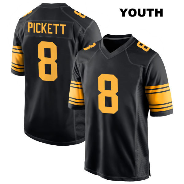 Kenny Pickett Stitched Alternate Pittsburgh Steelers Youth Number 8 Black Game Football Jersey