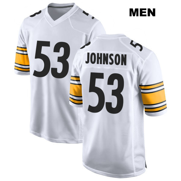 Kyron Johnson Away Pittsburgh Steelers Mens Number 53 Stitched White Game Football Jersey